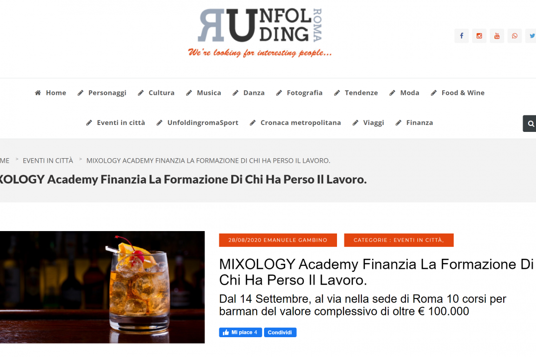 Unfolding Roma su MIXOLOGY Academy