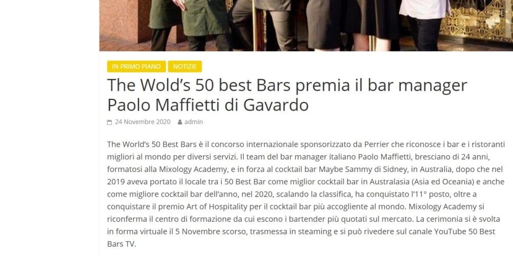 Radio Bruno parla di MIXOLOGY Academy