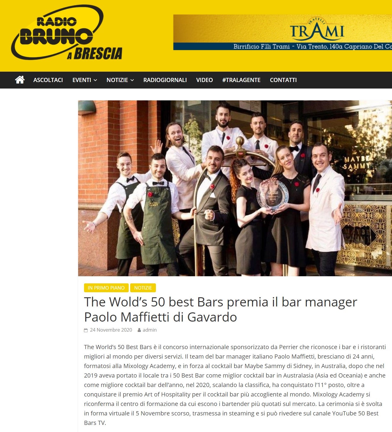 Radio Bruno parla di MIXOLOGY Academy